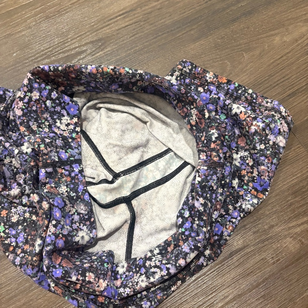 lululemon athletica Floral Print Bike Shorts - Black, Purple, Pink - Picture 6 of 6